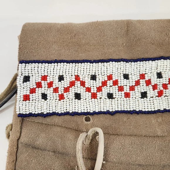 Handmade Leather Beaded  Purse Handbag - Picture 6 of 13